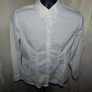 Apt 9 L/S Top White Size Large Button Front